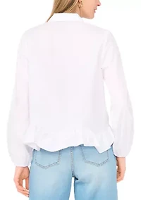 Women's Long Sleeve Ruffle Hem Top
