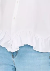 Women's Long Sleeve Ruffle Hem Top