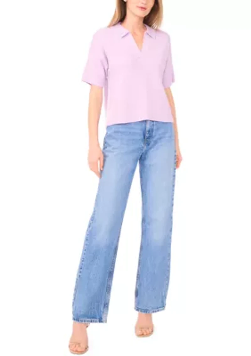 Women's Short Sleeve Sweater Shirt
