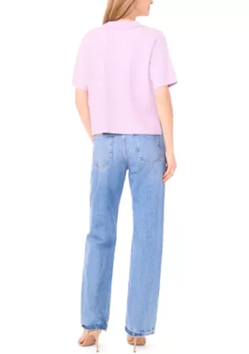 Women's Short Sleeve Sweater Shirt