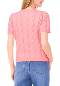 Women's Puff Sleeve Cable Knit Sweater