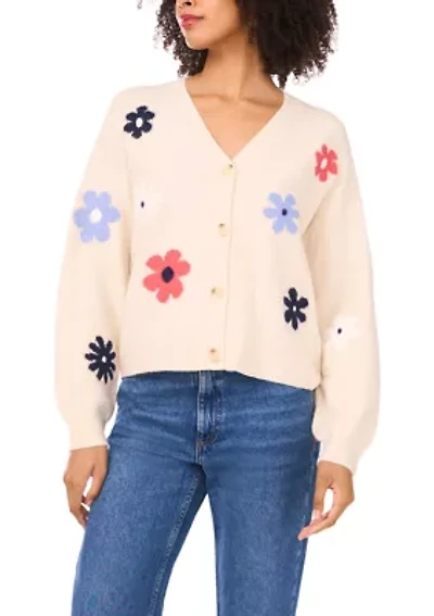 Women's Flower V-Neck Cardigan