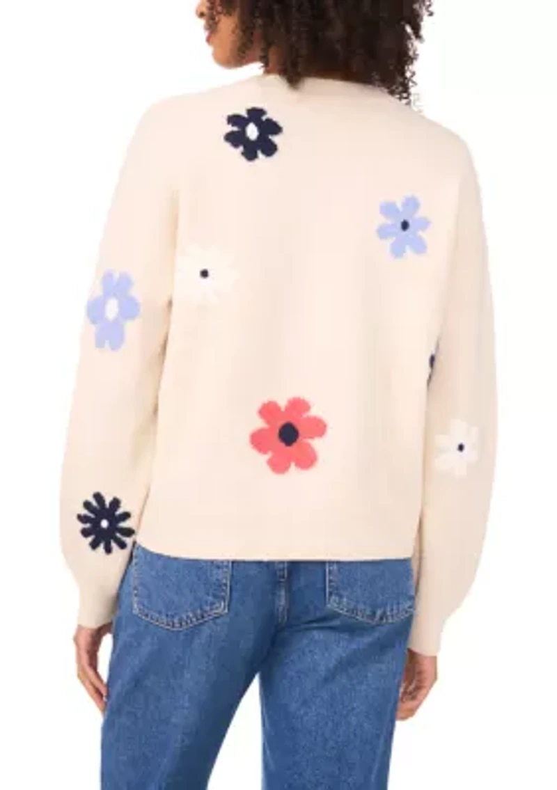 Women's Flower V-Neck Cardigan