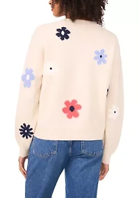 Women's Flower V-Neck Cardigan
