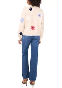 Women's Flower V-Neck Cardigan