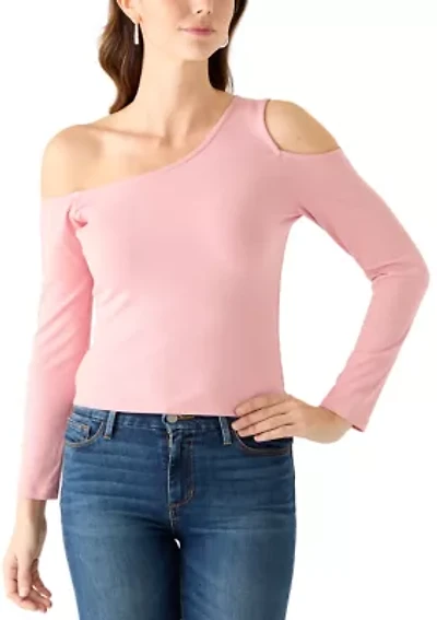 Women's Long Sleeve Asymmetrical One-Shoulder Top