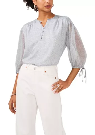 Women's Pintuck Blouse with Ties