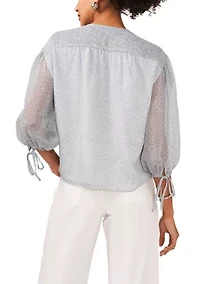 Women's Pintuck Blouse with Ties