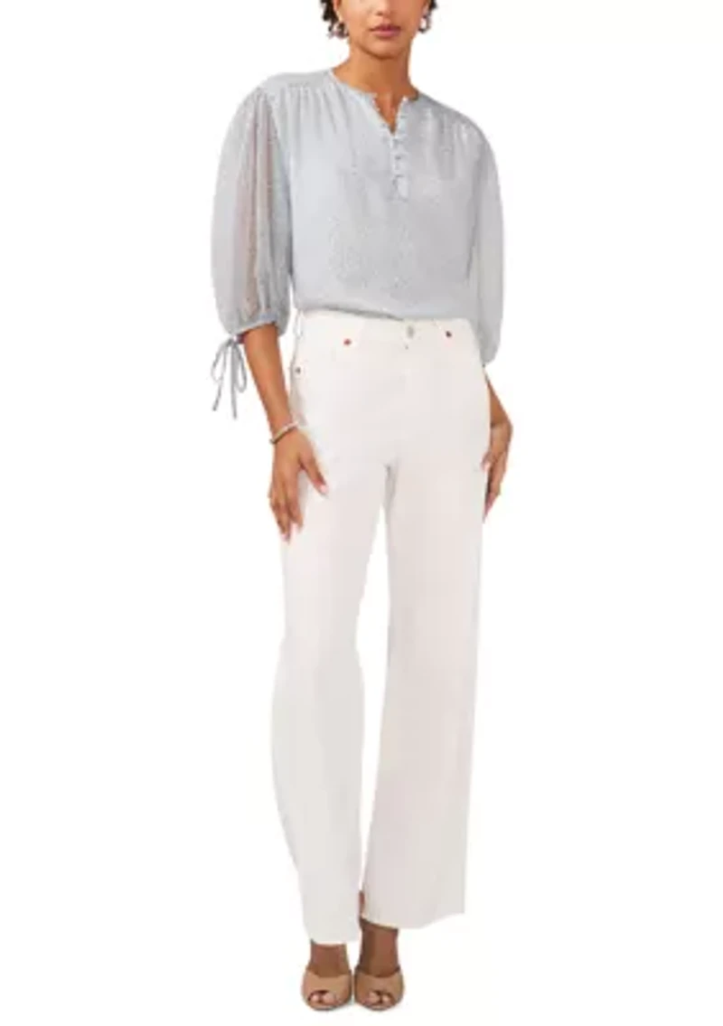 Women's Pintuck Blouse with Ties