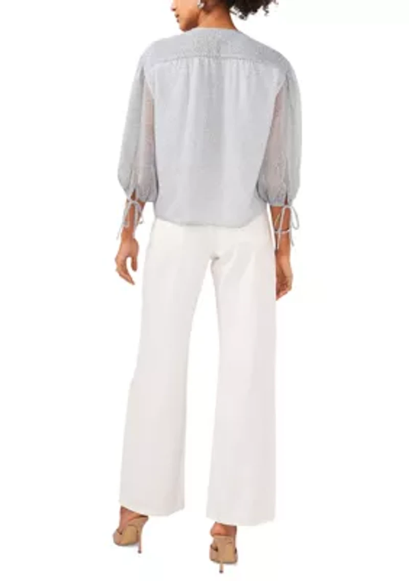 Women's Pintuck Blouse with Ties