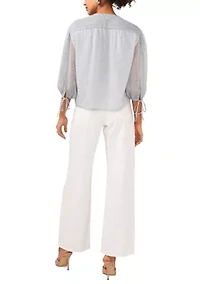 Women's Pintuck Blouse with Ties
