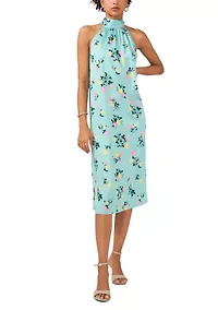 Women's Halter Neck Printed Midi Dress