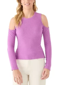 Women's Cold Shoulder Crew Neck Top