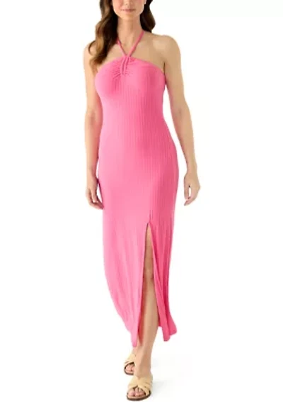 Women's Center Ruched Halter Knit Maxi Dress