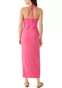 Women's Center Ruched Halter Knit Maxi Dress