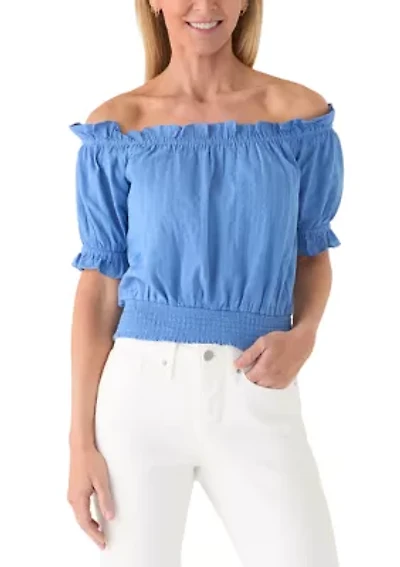 Women's Off the Shoulder Top with Smocked Waistband