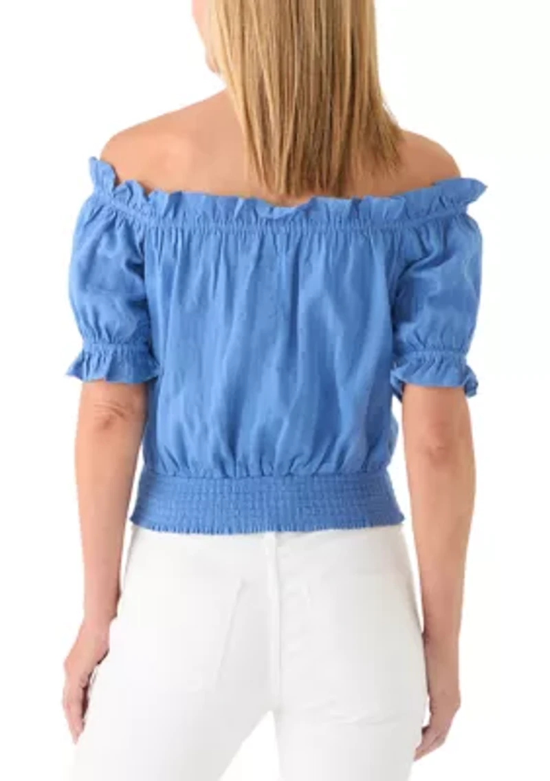 Women's Off the Shoulder Top with Smocked Waistband