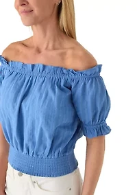 Women's Off the Shoulder Top with Smocked Waistband