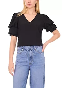 Women's Tiered Bubble Sleeve Top