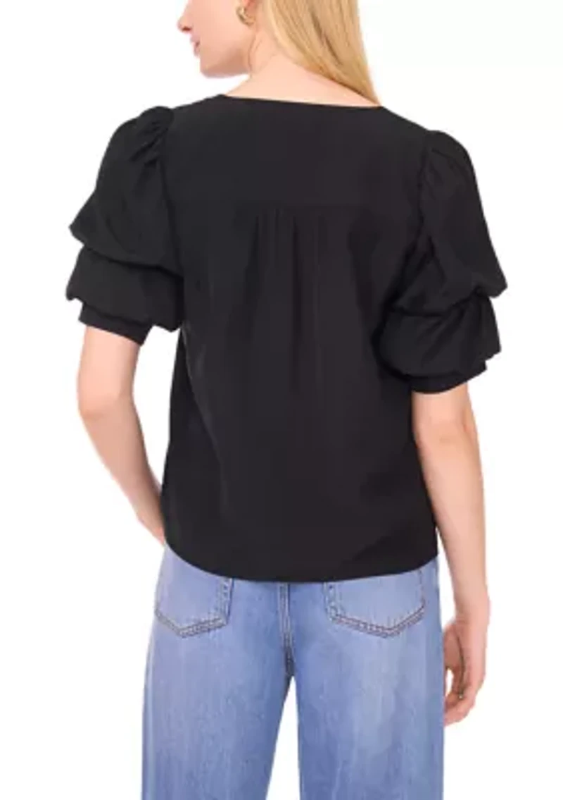 Women's Tiered Bubble Sleeve Top