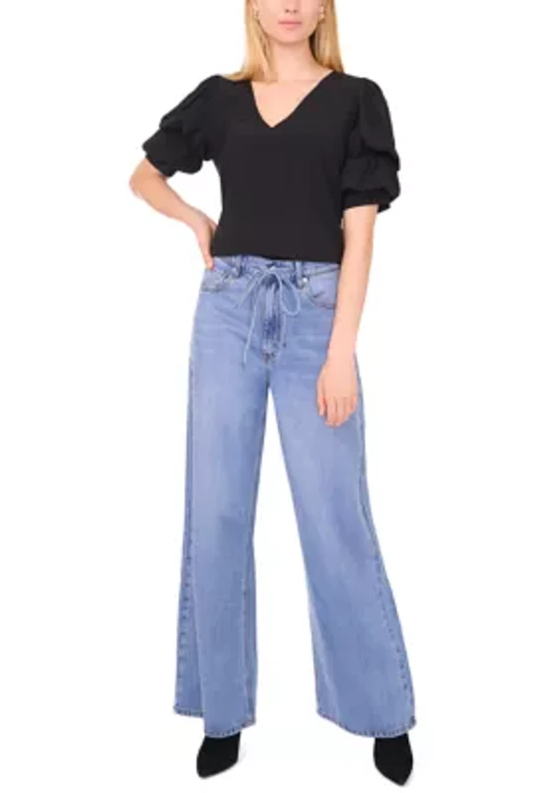 Women's Tiered Bubble Sleeve Top