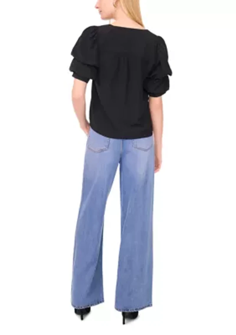 Women's Tiered Bubble Sleeve Top