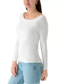 Women's Long Sleeve Cowl Neck Top with Cross Strap