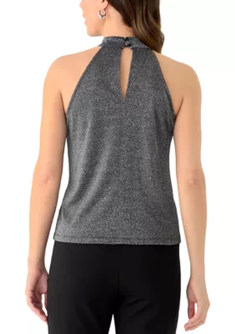 Women's Sparkle Knit Keyhole Halter Top