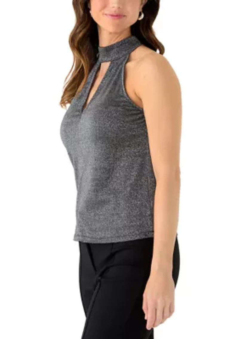 Women's Sparkle Knit Keyhole Halter Top