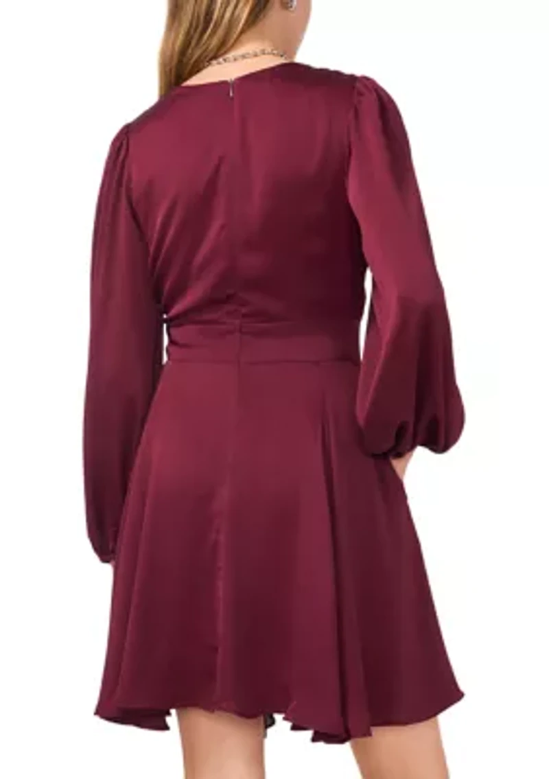 Women's V-Neck Mini Dress with Buttons