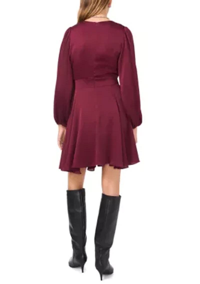 Women's V-Neck Mini Dress with Buttons