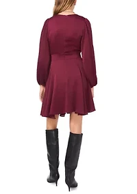 Women's V-Neck Mini Dress with Buttons