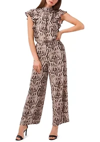 Women's Flutter Sleeve Mock Neck Jumpsuit