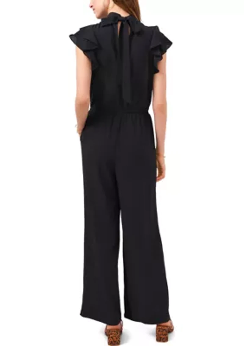 Women's Flutter Sleeve Mock Neck Jumpsuit