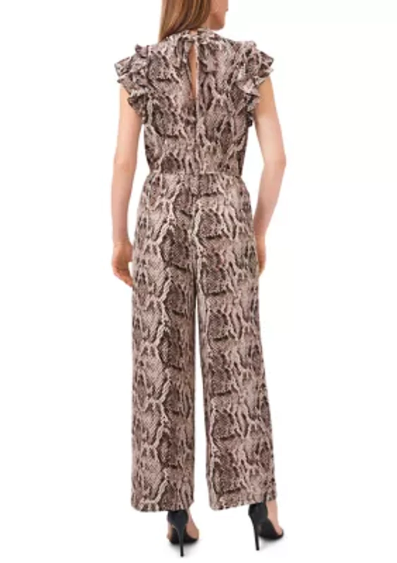 Women's Flutter Sleeve Mock Neck Jumpsuit