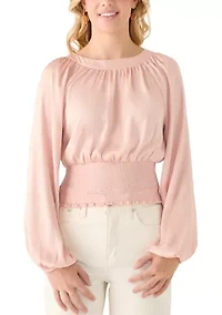 Women's Raglan Sleeve Smocked Waist Top
