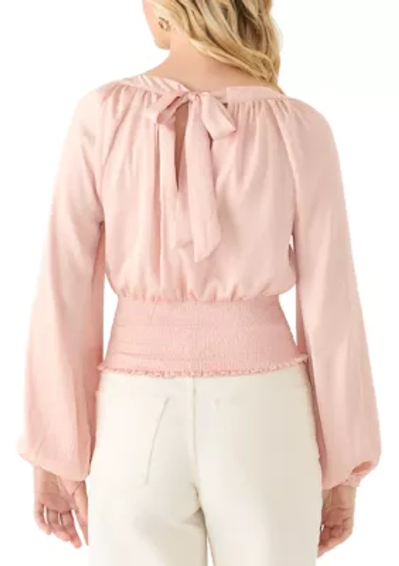 Women's Raglan Sleeve Smocked Waist Top