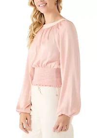 Women's Raglan Sleeve Smocked Waist Top