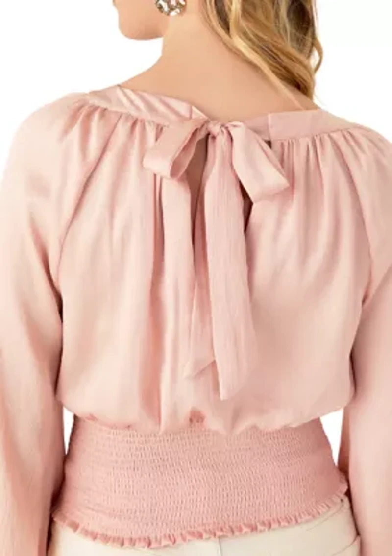 Women's Raglan Sleeve Smocked Waist Top