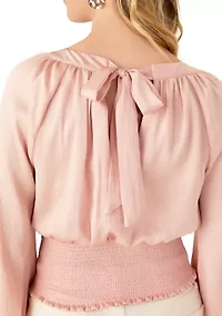 Women's Raglan Sleeve Smocked Waist Top