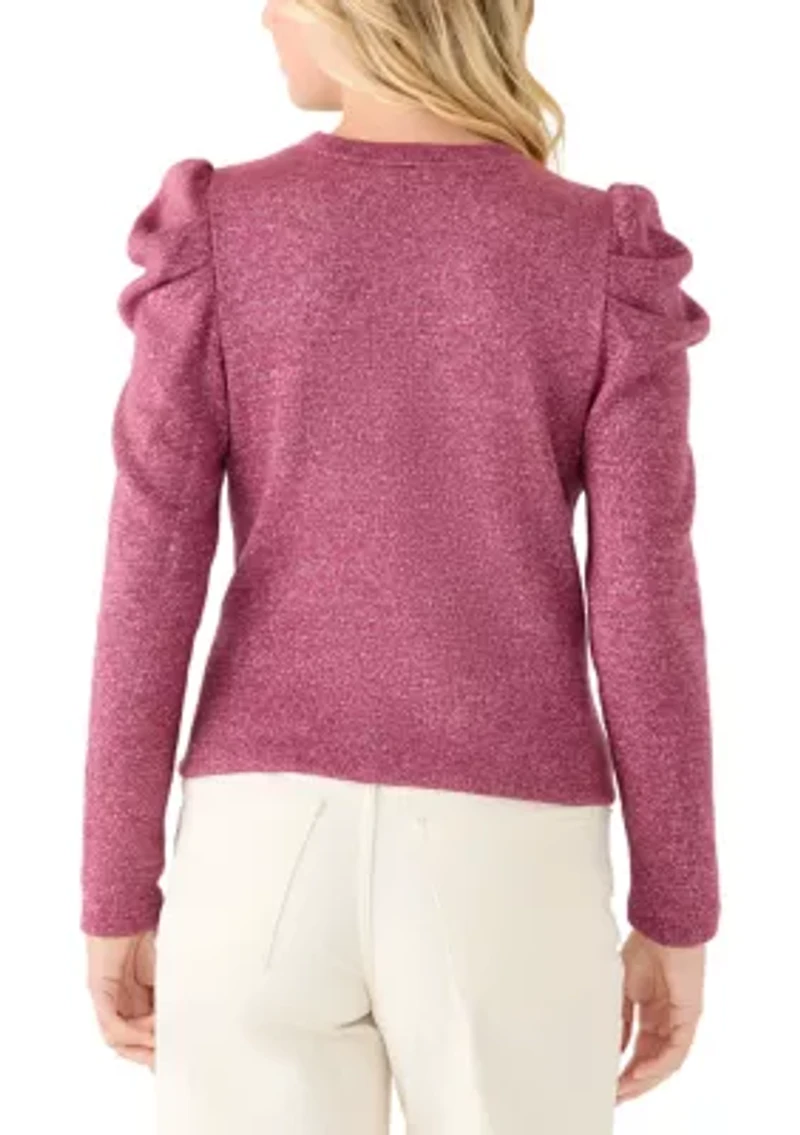 Women's Draped Shoulder Long Sleeve Crew Neck Top