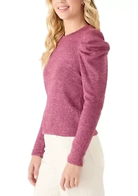 Women's Draped Shoulder Long Sleeve Crew Neck Top