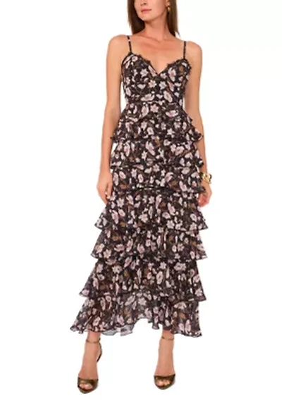 Women's V-Neck Ruffle Maxi Dress