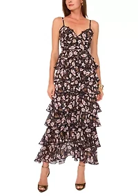 Women's V-Neck Ruffle Maxi Dress