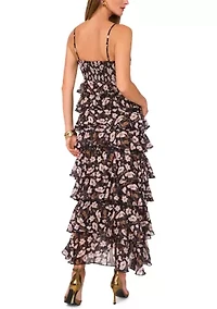 Women's V-Neck Ruffle Maxi Dress