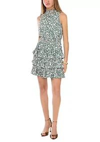 Women's Smocked Neck Tiered Mini Dress