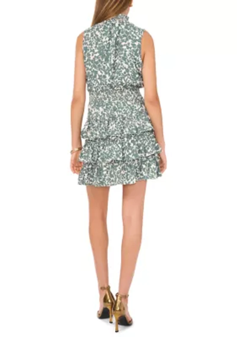 Women's Smocked Neck Tiered Mini Dress