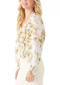 Plus Elasticized Neckline Smocked Waist Top