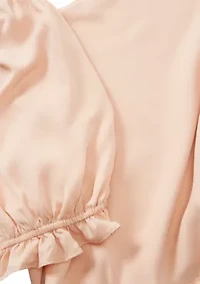 Plus Square Neck Elbow Sleeve Cropped Top