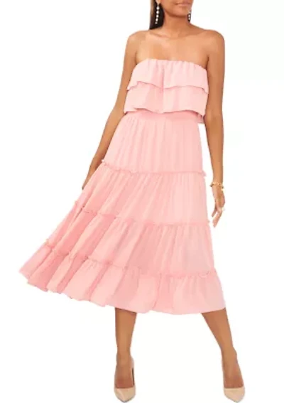 Women's Strapless Ruffle Tiered Maxi Dress